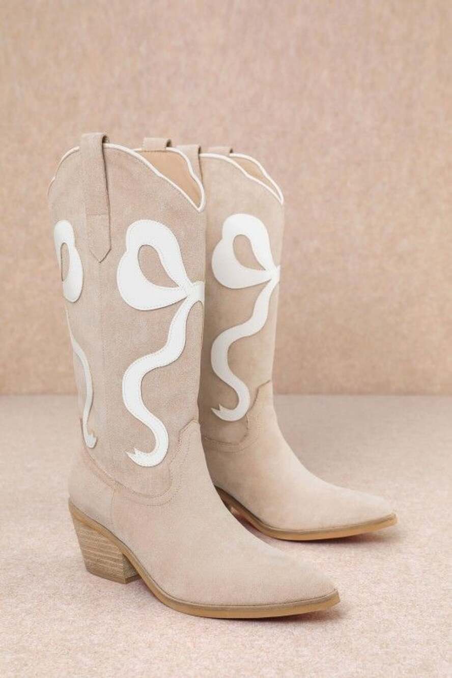 Bowie Cowboy Beige Knee High Western Boots Womens New